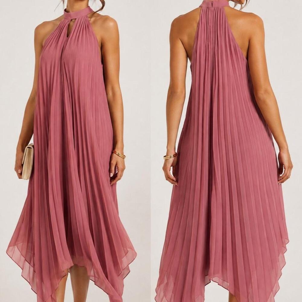 River island pink pleated maxi dress /us size 6